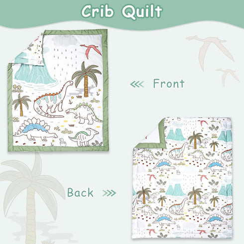 Set 4-Piece Set Set-Fits 52x28 inch SWESEN Dinosaur Crib Bedding for Boys, Crib Includes Quilt, Fitted Sheet, Skirt