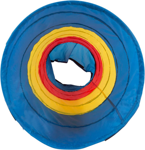 Pacific Play Tents Kids Find Me Multi Color 6 Foot Crawl Tunnel - Red, Yellow & Blue, 6'L x 19"T