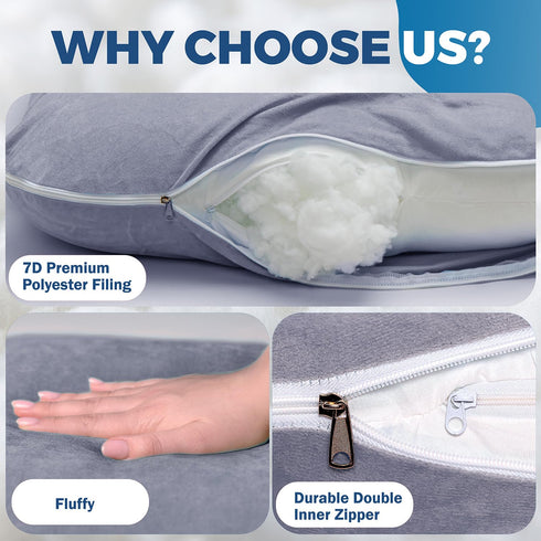 57inch PILLANI Pregnancy Pillows for Sleeping - V C U Shaped Full Body Pillow with Removable Cover, Cooling Maternity