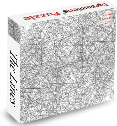 Bgraamiens Puzzle-The Lines -1000 Pieces Black and White Simple Fashion Challenge Blue Board Jigsaw Puzzles