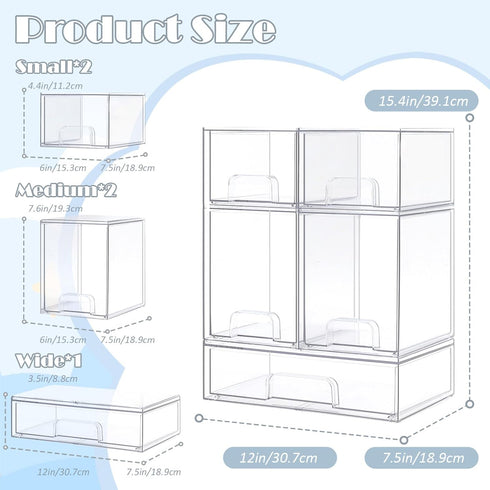 Organizer-5 Pack Countertop,Kitchen,Cabinet,Vanity,Bathroom Baby Bottle Stackable Storage Drawers, Baby Organizers