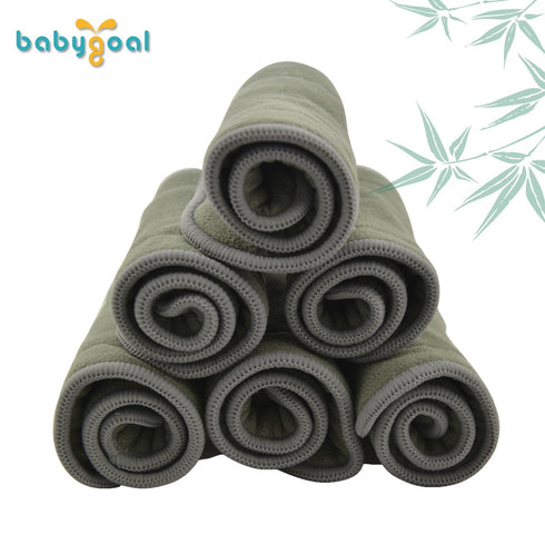 5-Layer Nappies,Pack 12 Inserts,12ZTN Babygoal Baby Charcoal Rayon from Bamboo Reusable Liners for Cloth Diapers
