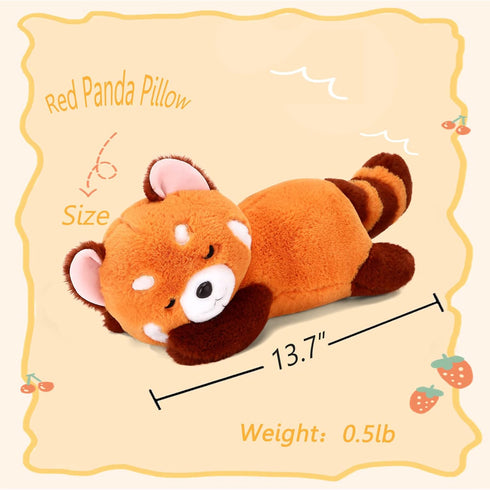 Red Panda Stuffed Animal Pillow - Cute 13.7" Plush Toy Gift for Kids and Girlfriend Birthday