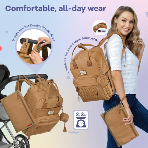Backpack, Pack RUVALINO Diaper Bag Multifunction Travel Maternity Baby Changing Bags, Large Capacity, Waterproof