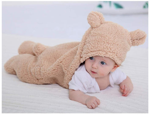 XMWEALTHY Cute Newborn Baby Boys Girls Plush Swaddle Blankets - Brown Color