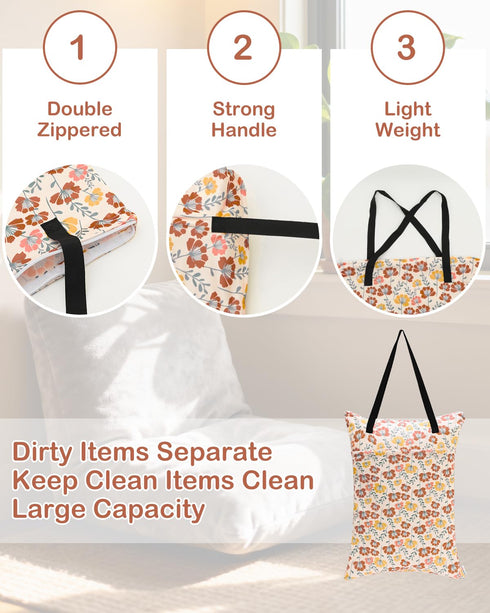 2 Pack 25x18 inches 2HL03 ALVABABY Large Wet Dry Bag Waterproof Hanging Cloth Diaper with Double Zippered Pockets