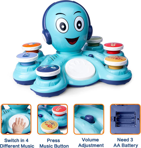 Baby Musical Toys Learning Toys for Toddlers, Octopus Music Toys, Preschooler Musical Educational Instruments Toy