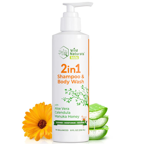 Wild Naturals Kids Shampoo and Body Wash, Hypoallergenic Baby Shampoo, Organic Baby Wash, Gentle for Sensitive Skin