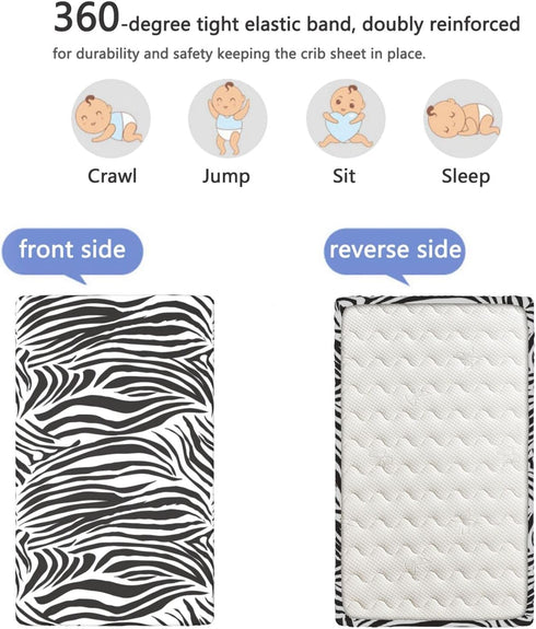 Boy,28 x52,White Zebra Print Themed Fitted Crib Sheet,Standard Crib Mattress Fitted Sheet Toddler Bed Mattress Sheets