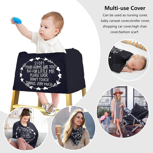 GirlBlack Metplus No Touch Sign Car Seat Cover for Babies, Mom Nursing Covers Breastfeeding Scarf, Multi Use Infant