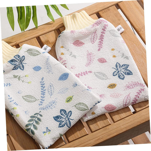 HyKab 2pcs Mud Bathing Gloves Baby Bath Towel Sponge Bath Wipes for Adults Spa Gloves Printed Wash Towels for Bathroom