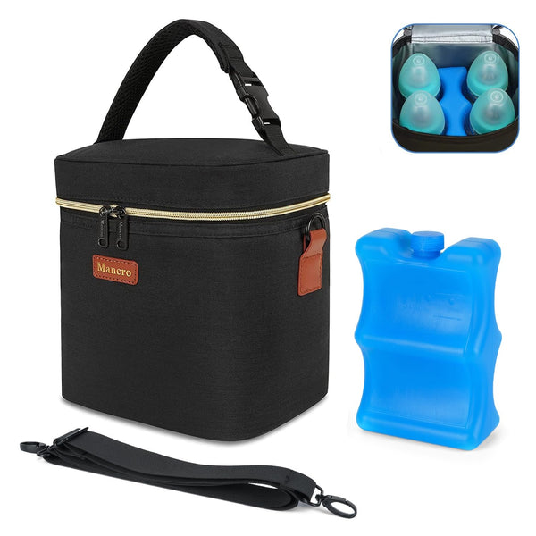 Mancro Breastmilk Cooler Bag Travel, Fits 4 Baby Bottles Up to 9