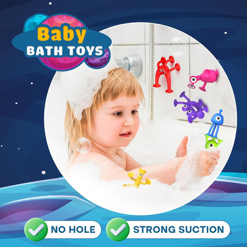 Suction Toy Toddler Bath Toys, 18PCS Sensory Fidget Toys for Kids, No Hole Bath Toy Gift