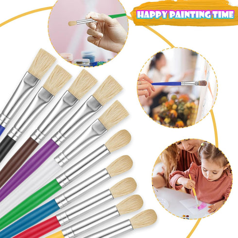 Paint Brushes for Kids, 22 Pcs Round and Flat Set, Easy Hold Toddler Paint Brushes for Acrylic Painting
