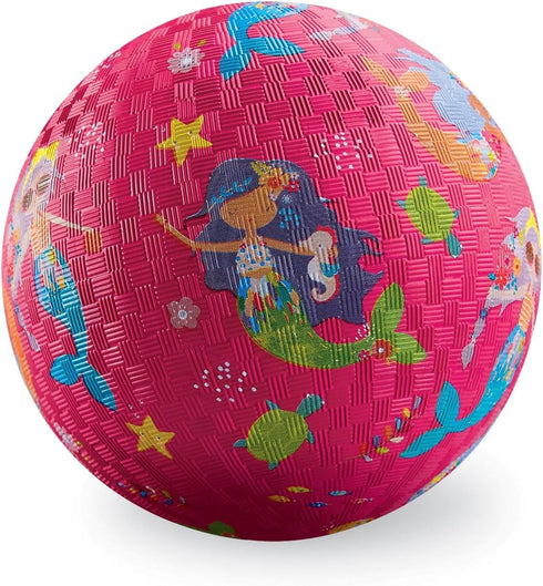 Crocodile Creek Rubber Playground Ball, Ships Inflated, Durable Design for Outdoor Games, 7” Mermaids