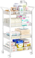 3IngSeagulls 4-Tier Baby Diaper Caddy Cart, Diaper Caddy Organizer and Storage, Rolling Utility Cart for Baby Supplies