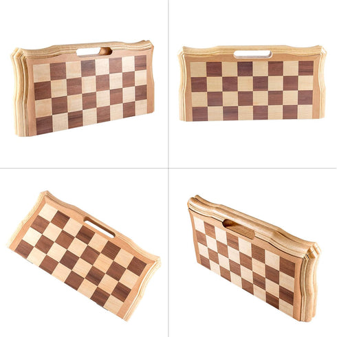 AMEROUS 15.6 inches Magnetic Wooden Chess Set, Handheld Style Board Game with Storage Slots and 2 Extra Queens