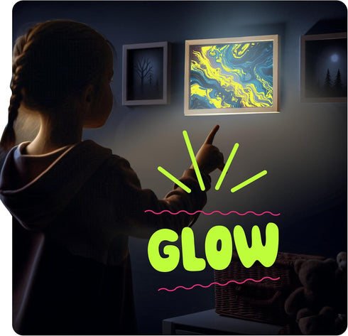 Glow in The Dark Marble Paint Kit for Kids - Water Marbling Painting Art Set for Ages 6-12, Birthday Gifts Toys