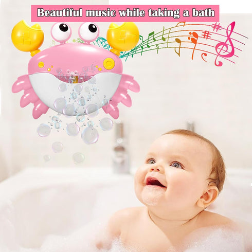 HOSBENI 1 2 3 Crab Baby Bath Toys, Crab Bubble Bath Machine, Automatic Bath Toy Blows Bubbles & Plays Childrens Songs