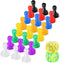 26 Pieces Multicolor Board Game Components, Includes 24 Plastic Pawn Chess Pieces and 2 Plastic 6-Sided Dice