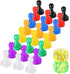 26 Pieces Multicolor Board Game Components, Includes 24 Plastic Pawn Chess Pieces and 2 Plastic 6-Sided Dice