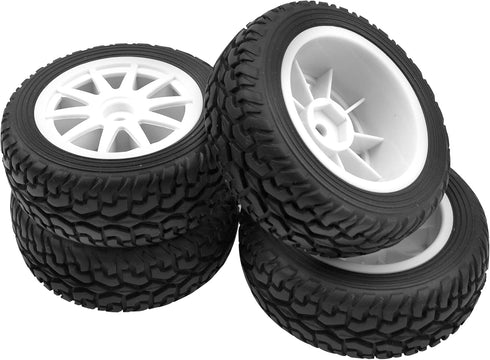 75mm/2.95'' Rubber Tires & Plastic Wheel Rims, 12mm Hex, Compatible with Traxxas HSP Tamiya HPI Kyosho 1/10 RC