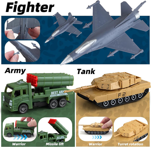 Kaelinda 4-7 6-8 8-12, Playset Army Men Action Figures, Army Toys for Boys Age Toy Soldiers Including Military Action