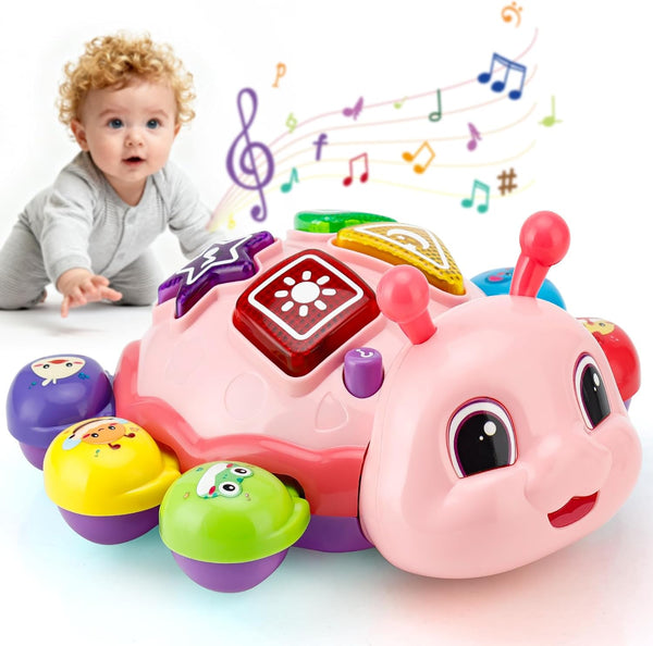 Baby Toys 6-12 Months, Crawling Musical Baby Toy with Obstacle Avoidance, Lights