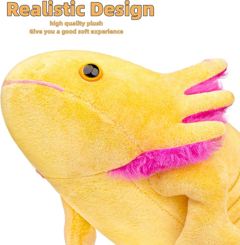 FRANKIEZHOU 31.5" Giant Axolotl Plush - Yellow, Lifelike Soft Stuffed Animal, Gifts for Boys and Girls