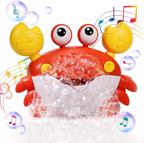 Deejoy Crab Bubble Bath Maker, Blows Bubbles and Plays 12 Children’s Songs, Bath Bubble Machine for Kids (Red)