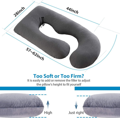 Pillow,57 inches Victostar Pregnancy U Shaped Maternity Pillow with Removable Cover Full Body Pillow Support for Back