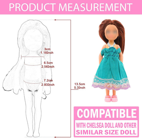 Miunana 21 PCS Girl Doll Clothes Dress Outfits & Shoes for 4-6 Inch Dolls, Includes 4 Pairs of Shoes