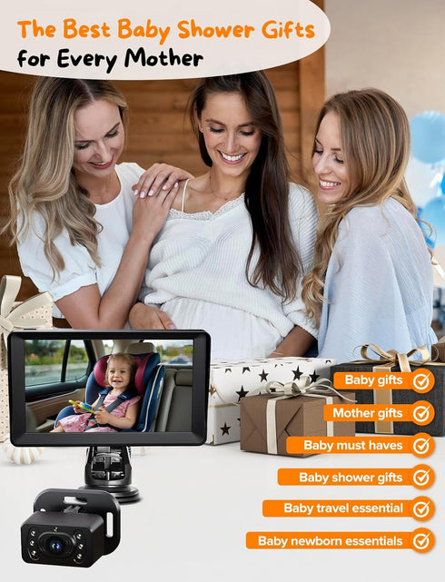 Kidsneed 7-Inch Setup 360 1080P Baby Car Camera Baby Monitor for Car with USB Plug and Play Easy Degree Rotating