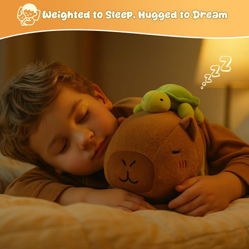 Backpack, 9.8 Inch, 0.8 Lb SQEQE Weighted Stuffed Animals Capybara Plush, Weighted Capybara Stuffed Animals with Turtle
