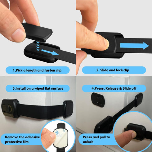 Cabinet Locks for Effective Baby Proofing - No Screws or Magnets Required, Multi-purpose for Furniture and Ovens (C -
