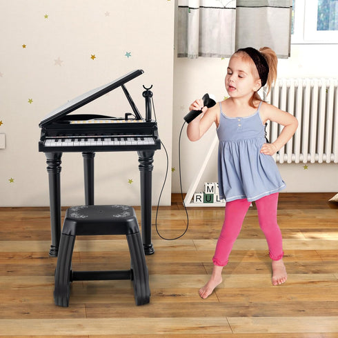 31-Key 31 HONEY JOY Classical Kids Piano, Toy Mini Grand Piano with Music Stand & Stool, Portable Electronic