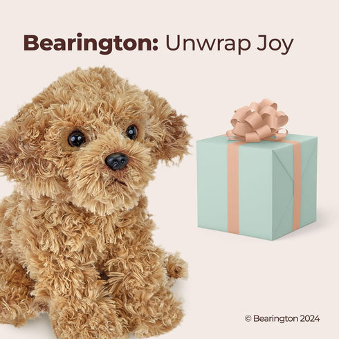 Bearington Dog Stuffed Animal - Realistic Plush Goldendoodle Labradoodle Dog Toy - Caramel 14 Inch