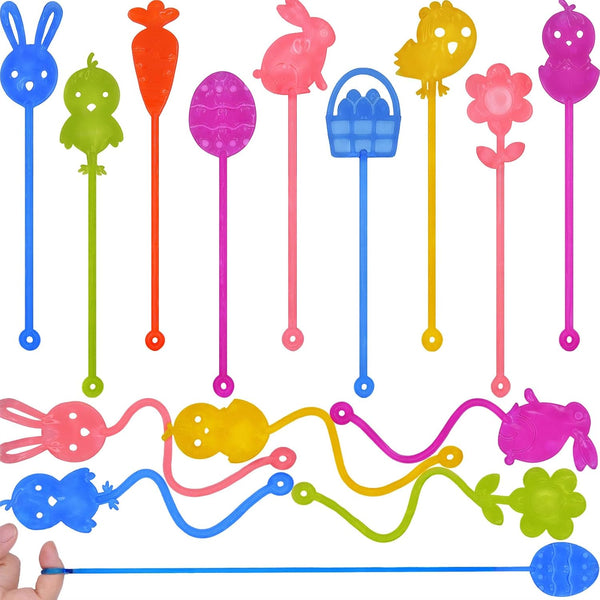 Howzcci 36 Pack Easter Sticky Hands Toys Easter Egg Bunny Chick Carrot Flower