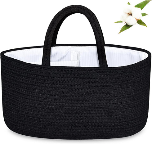 ABenkle Baby Diaper Caddy, Nursery Storage Bin & Car Organizer for Diapers & Wipes, Cotton Rope Basket