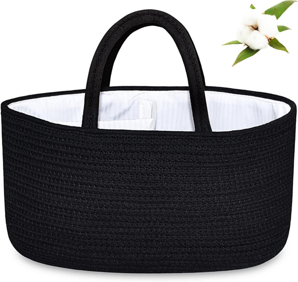 ABenkle Baby Diaper Caddy, Nursery Storage Bin & Car Organizer for Diapers & Wipes, Cotton Rope Basket