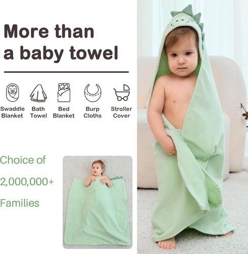 2 Pack 100% Viviland Hooded Baby Towels, Soft Cotton Baby Bath Towels with Hood, Extra Thick and Absorbent, Essential