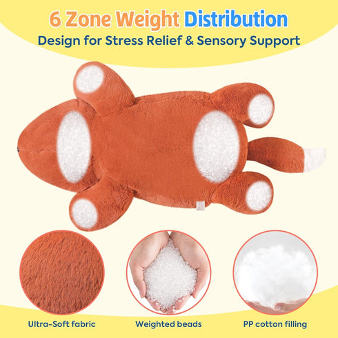 25.6 inch 5 lbs PEACH CAT Fox Weighted Stuffed Animals Large Weighted Plush Soft Plushies Toys Body Pillow Gifts