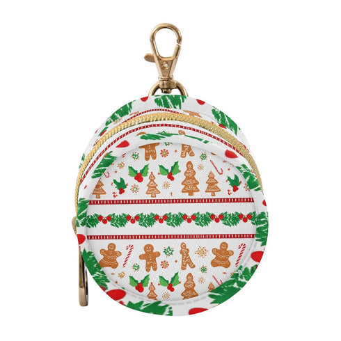 Christmas Gingerbread Round Pacifier Storage Case with Zipper, Portable Pacifier Case for