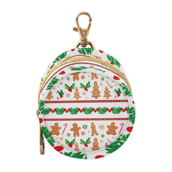 Christmas Gingerbread Round Pacifier Storage Case with Zipper, Portable Pacifier Case for
