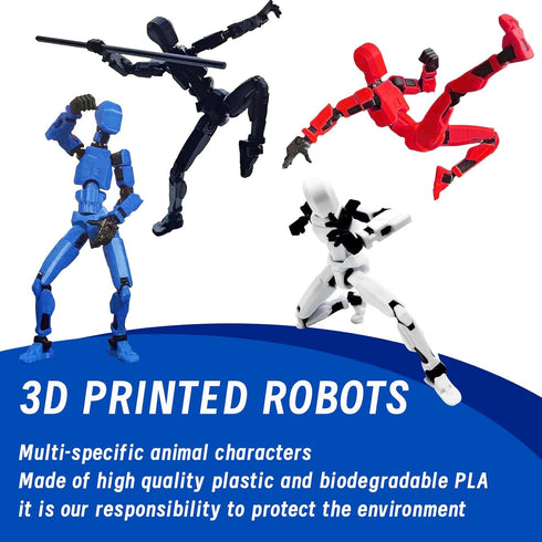 T13 Action Figure 4PCS, 3D Printed Multi-Jointed Movable Robot Desktop Decorations for Game Lovers