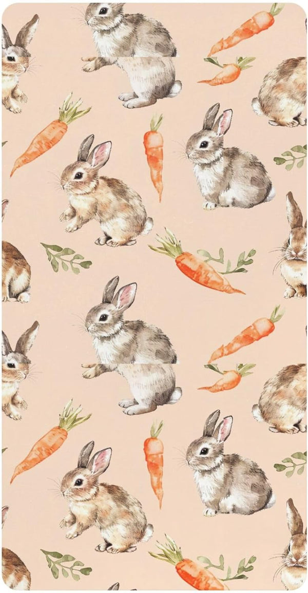 SEHANY Cute Easter Rabbits Fitted Crib Sheet 52"x28" - Soft Breathable Cotton Baby