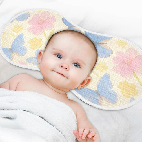 decor gift 4 Pack 22x11in Cotton Muslin Burp Cloth Breathable Blue Butterflies and Pink Flowers Feed Cloth for Unisex