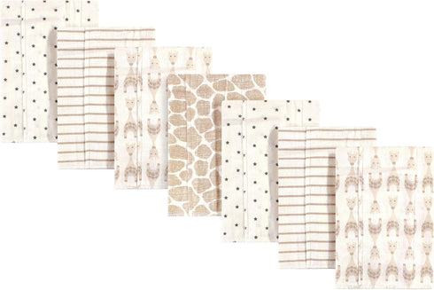 Hudson Baby Unisex Baby Cotton Flannel Burp Cloths, Neutral Giraffe, One Size by Hudson Baby