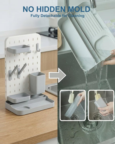 cicike Countertop Baby Bottle Drying Rack with Brush & Soap Organizer, Space Saving Dryer Holder for Breast Pump Parts