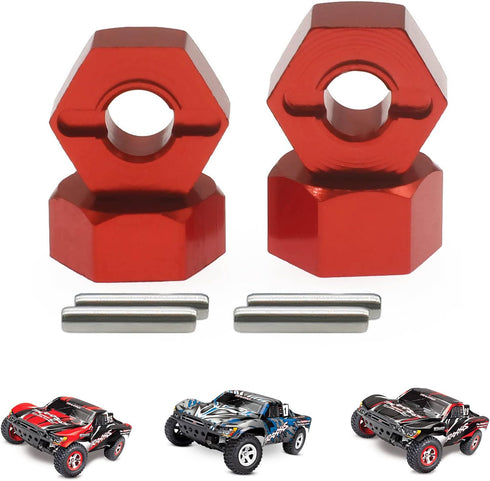 RCAWD 12mm Hex Wheels with Screw Pins 4pcs for 1/10 Slash 2WD, Aluminum Red Hex Wheel Hubs Adapter